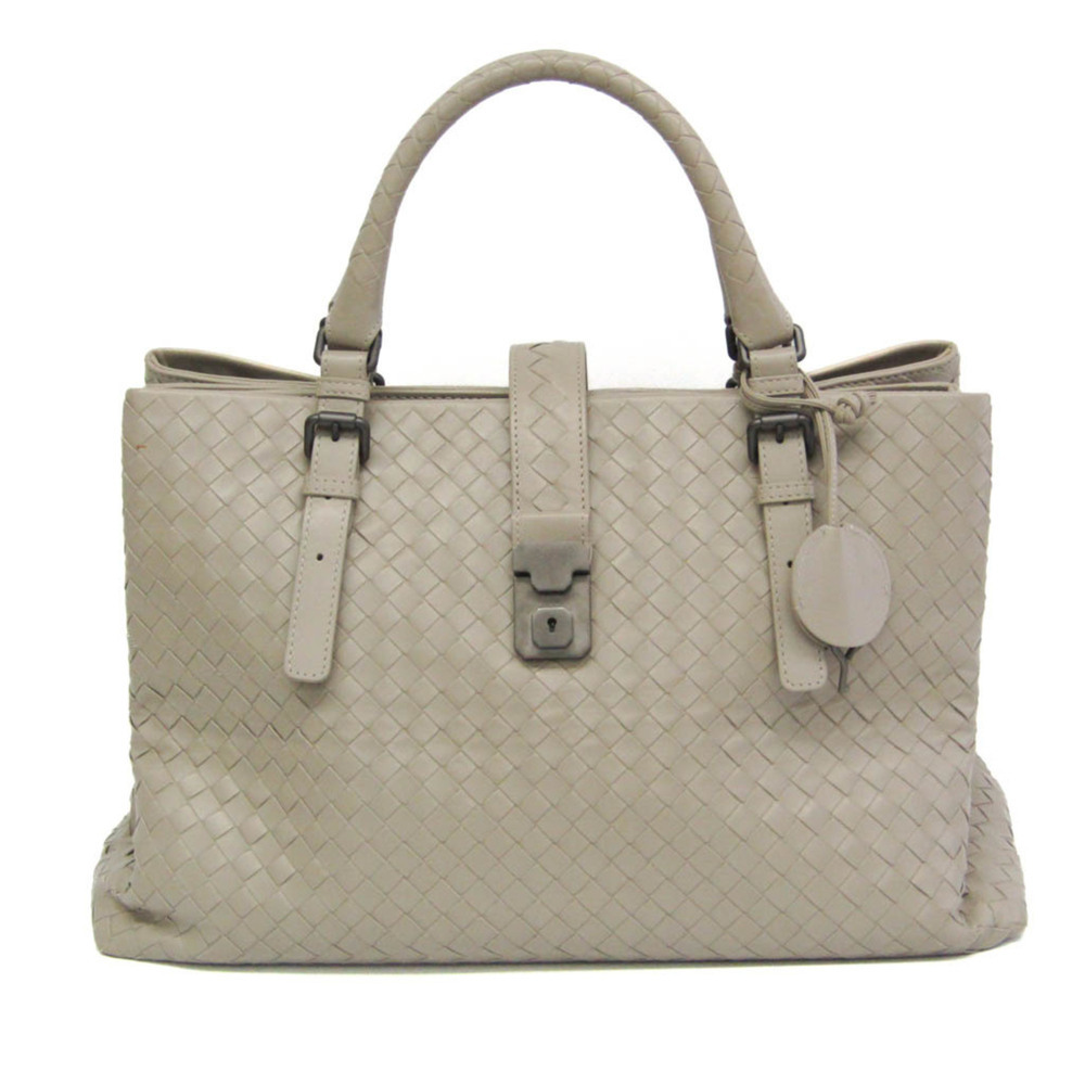 BOTTEGA VENETA Gray Leather Intrecciato Shoulder Bag
